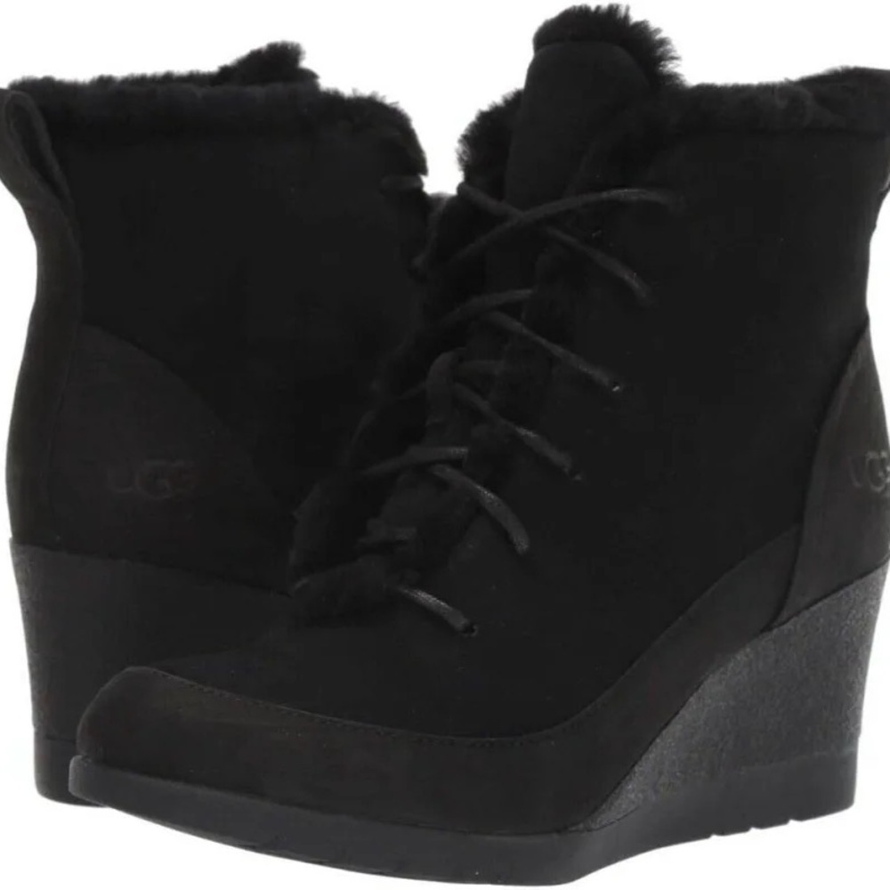 UGG Black Wedge Winter Boots